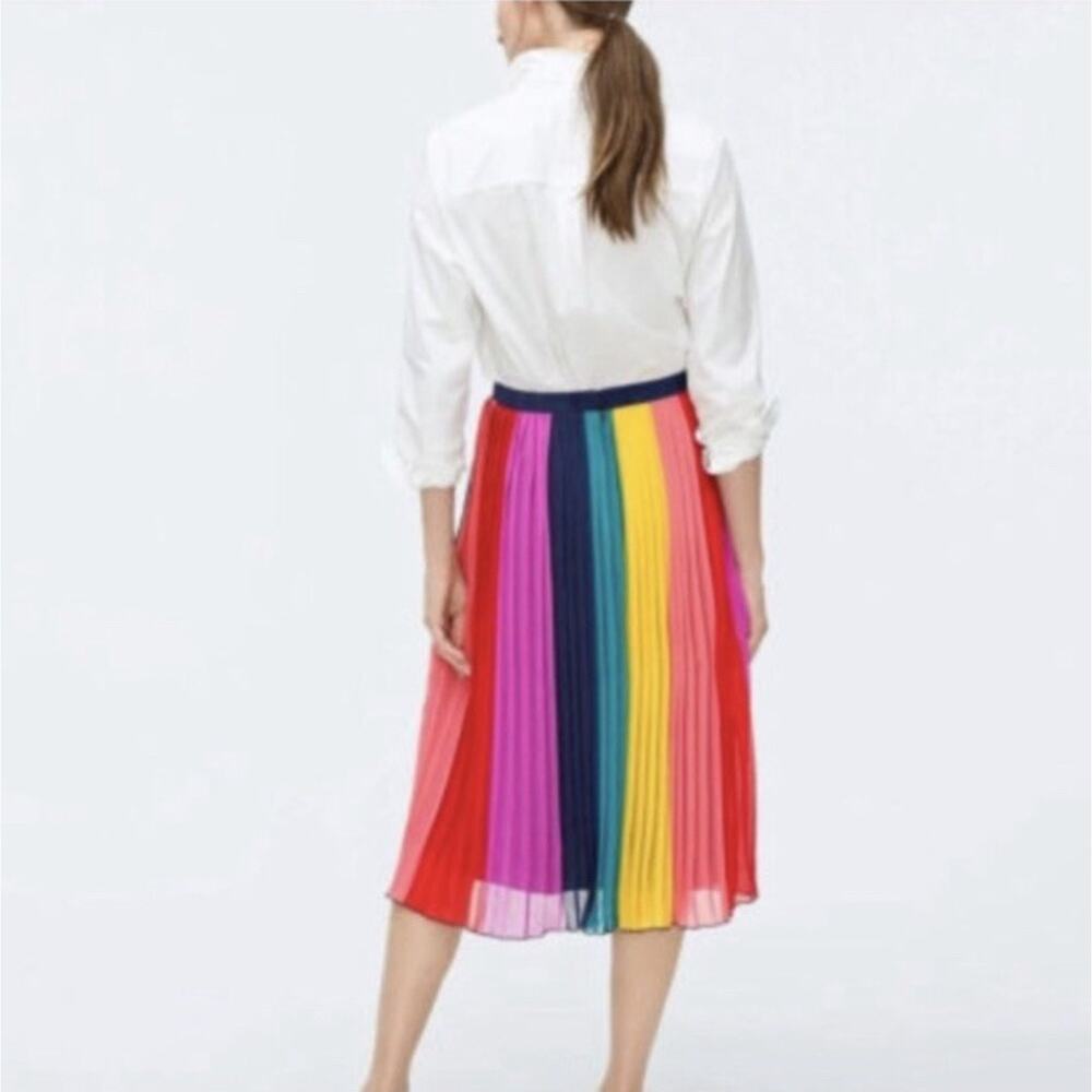 NWT J Crew Sunburst Pleated Rainbow Midi Skirt Bold Multicolor Colorblock [4] - Picture 3 of 13